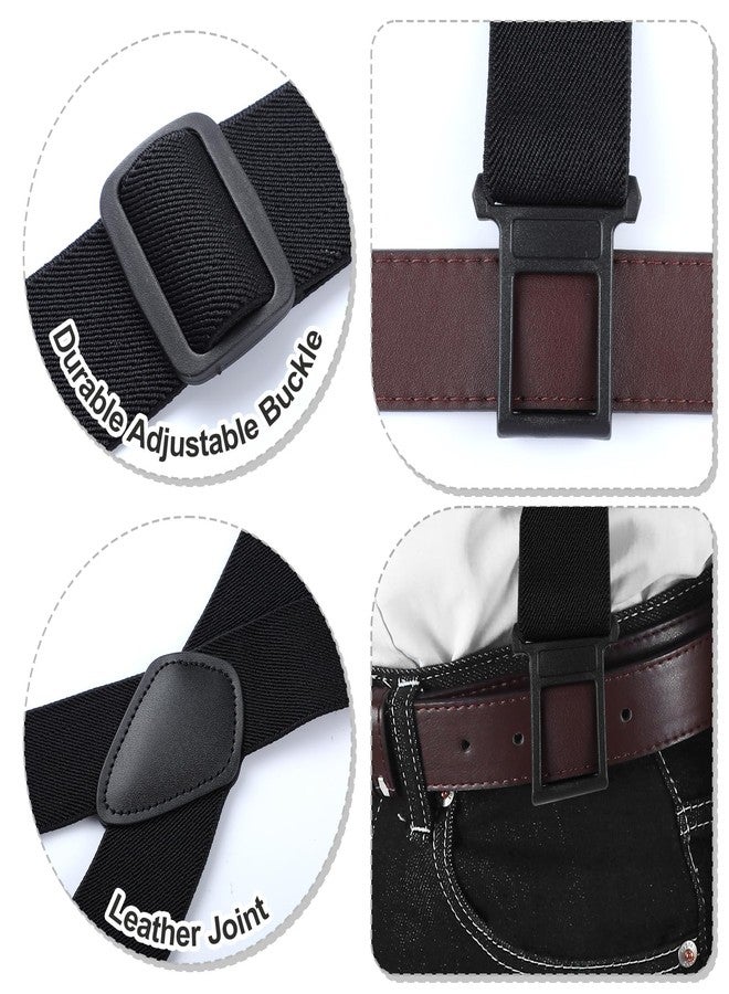 Yearntown 1.5 Inch Wide Men's Belt Clip Suspenders x Back Hook End Adjustable Belt Suspenders for Men Heavy Duty Work(Black) - Image 3